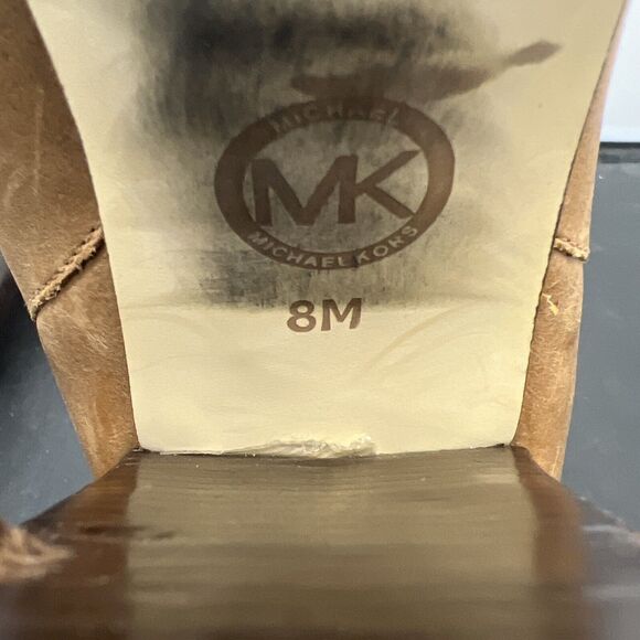 Michael Kors Ankle Boots Booties Tan Brown Leather Platform Heels 8M FS Charity - Picture 11 of 12